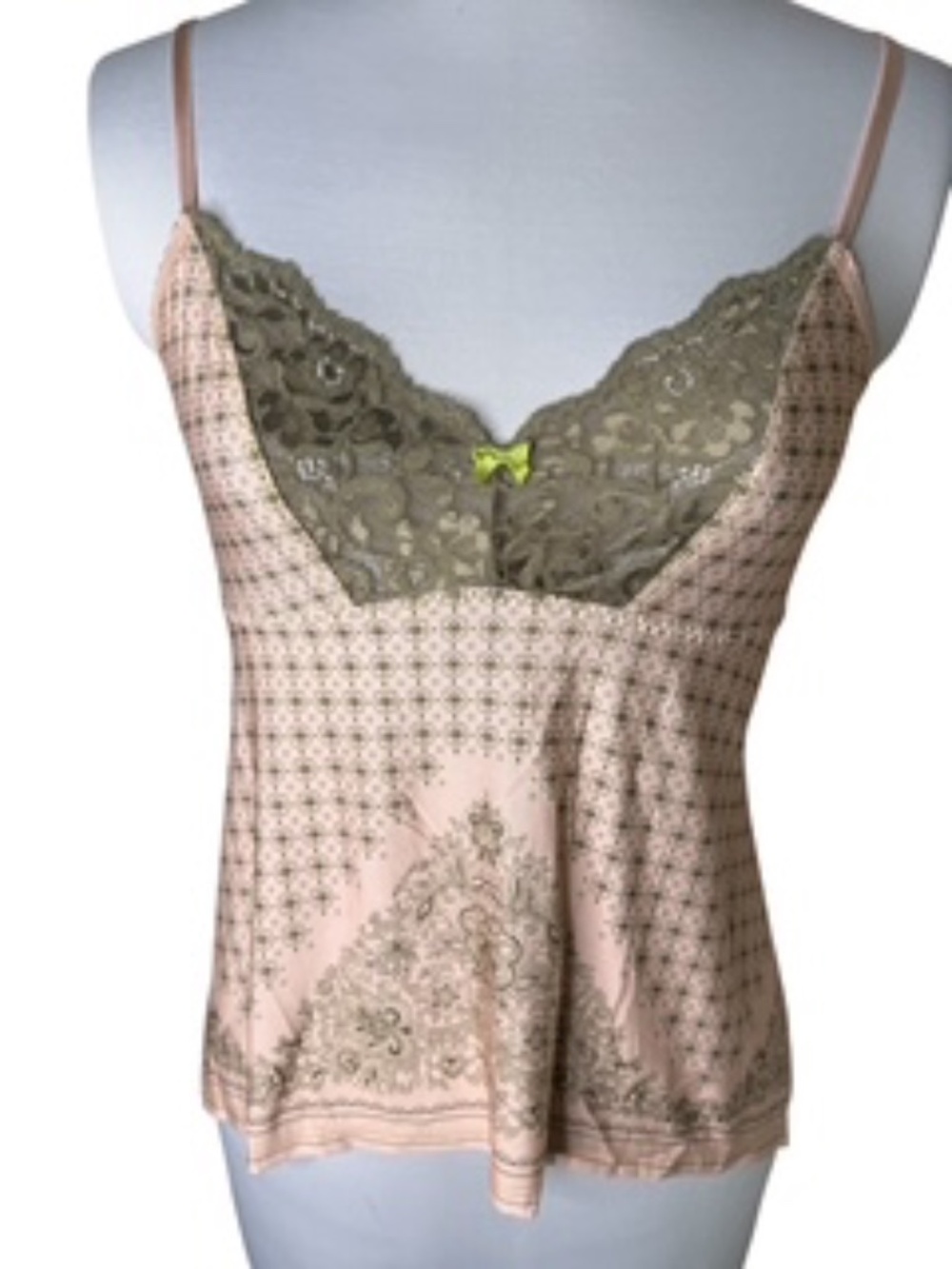 DKNY Rose/Taupe Lace Inset Loungewear w/ Adjustable Straps Elastic Waist Size M - Picture 4 of 10